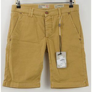 New Fifty Four Mens 30 x 10" Super Slim Tan Twill Canvas Button Fly Chino Shorts